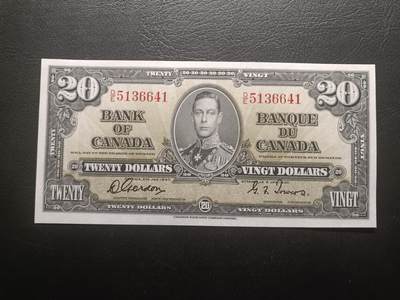 2026一月第二期，总212期 - 加拿大1937版20元UNC-，乔治六世国王和农神，稀有中高面值品种