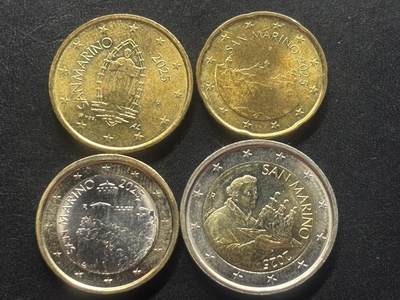 邮泉阁限时拍卖第三十九场 欧洲专场（硬币在国外。请付邮费6元。） 原光圣马力诺2025年欧元4枚