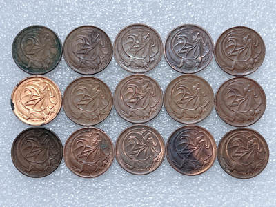 第一海外回流一元起拍收藏 散集专场  第288期 - 澳大利亚2分硬币 15枚