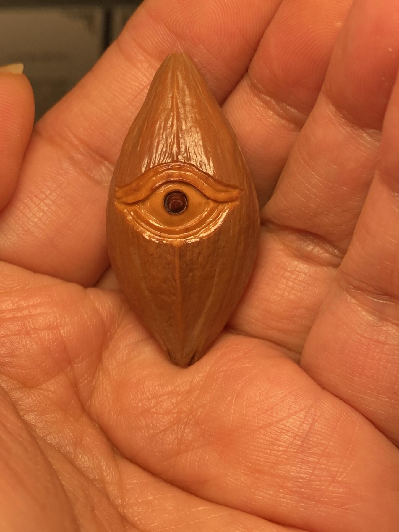 苏工名家王红秋个人作品展示 福利苏工核雕，纯手工雕刻，四花梅林大核天使之眼，个性十足，等待有缘人，市场无同款，尺寸2。2x4.49喜欢的来