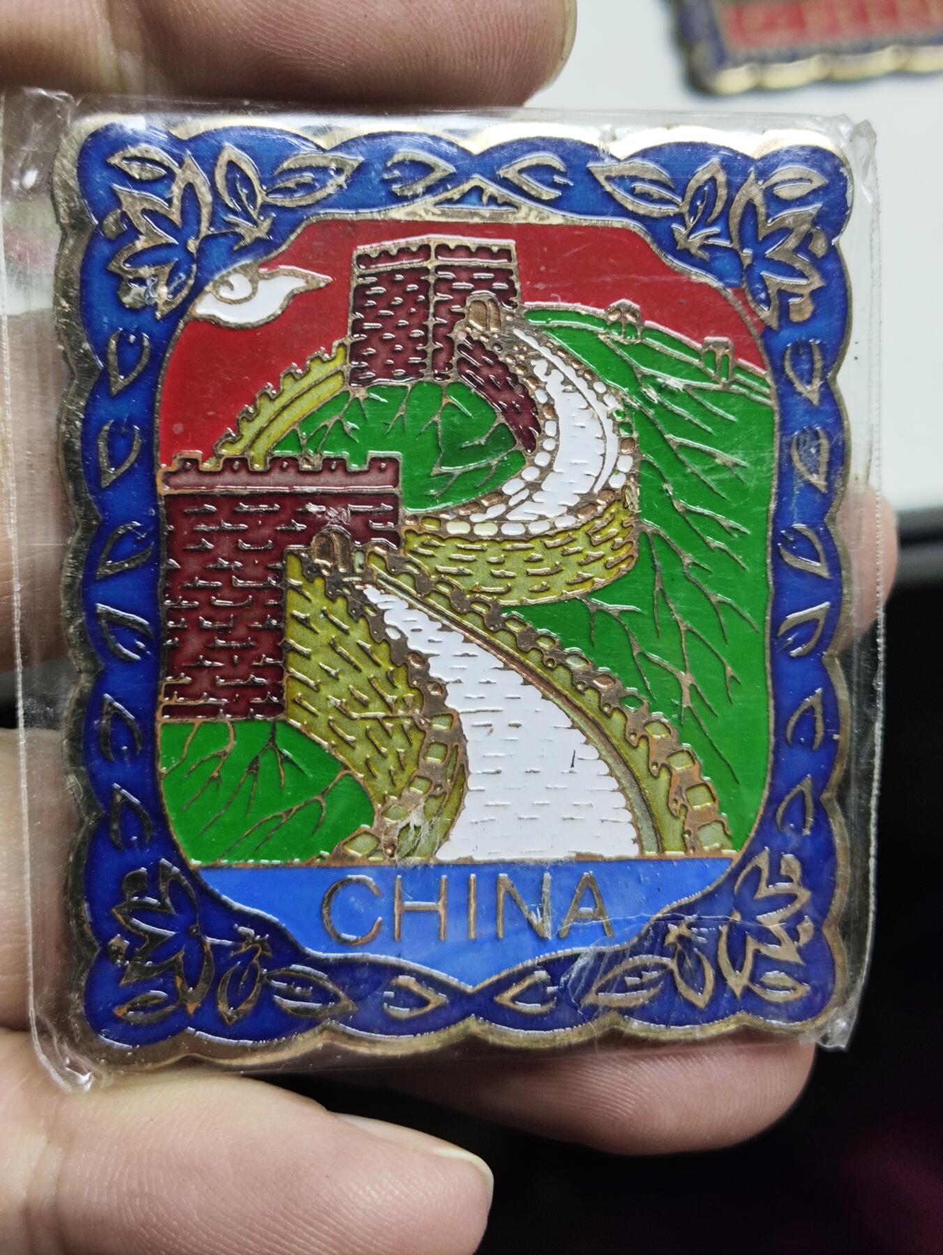 浓郁中国风景泰蓝冰箱贴 中国长城