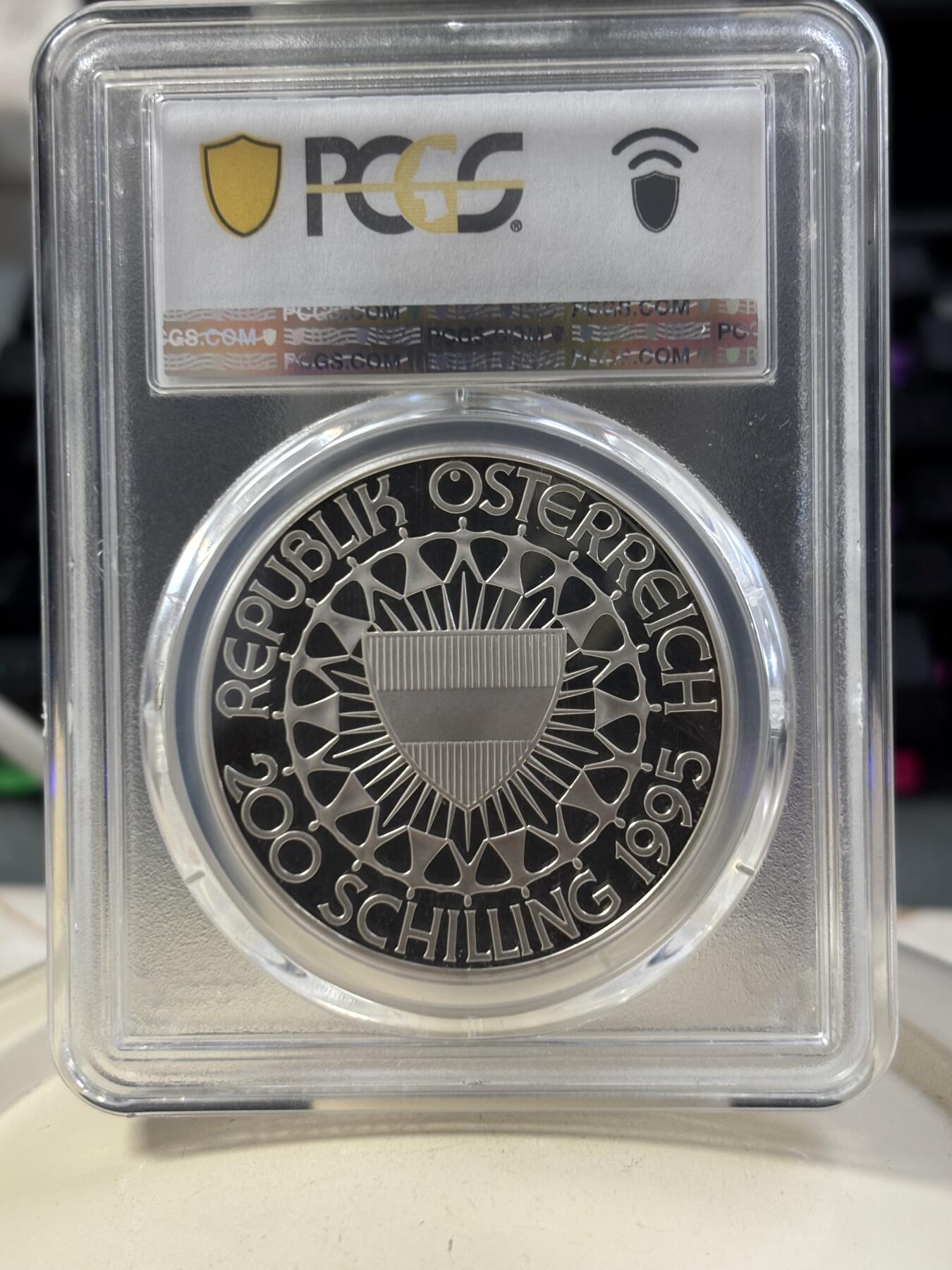 第187期拍卖 获奖币奥地利1995年奥运百年彩带舞1盎司纪念银币PCGS-PR68，1997年世界硬币大奖赛最佳克朗币，925银，