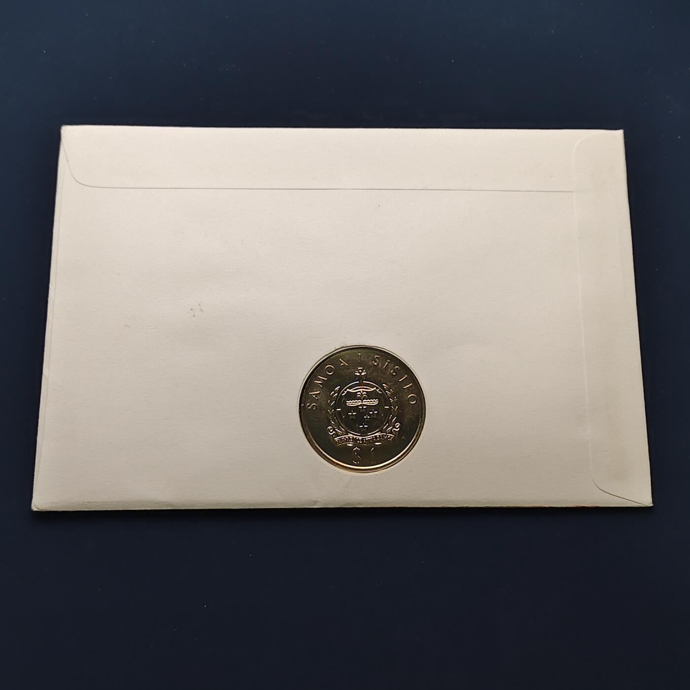 【全场包邮】纯粹捡漏拍492场【封装套币专场】-注意佣金 【邮币封】萨摩亚1992年1元女王登基四十周年克朗型纪念邮币封