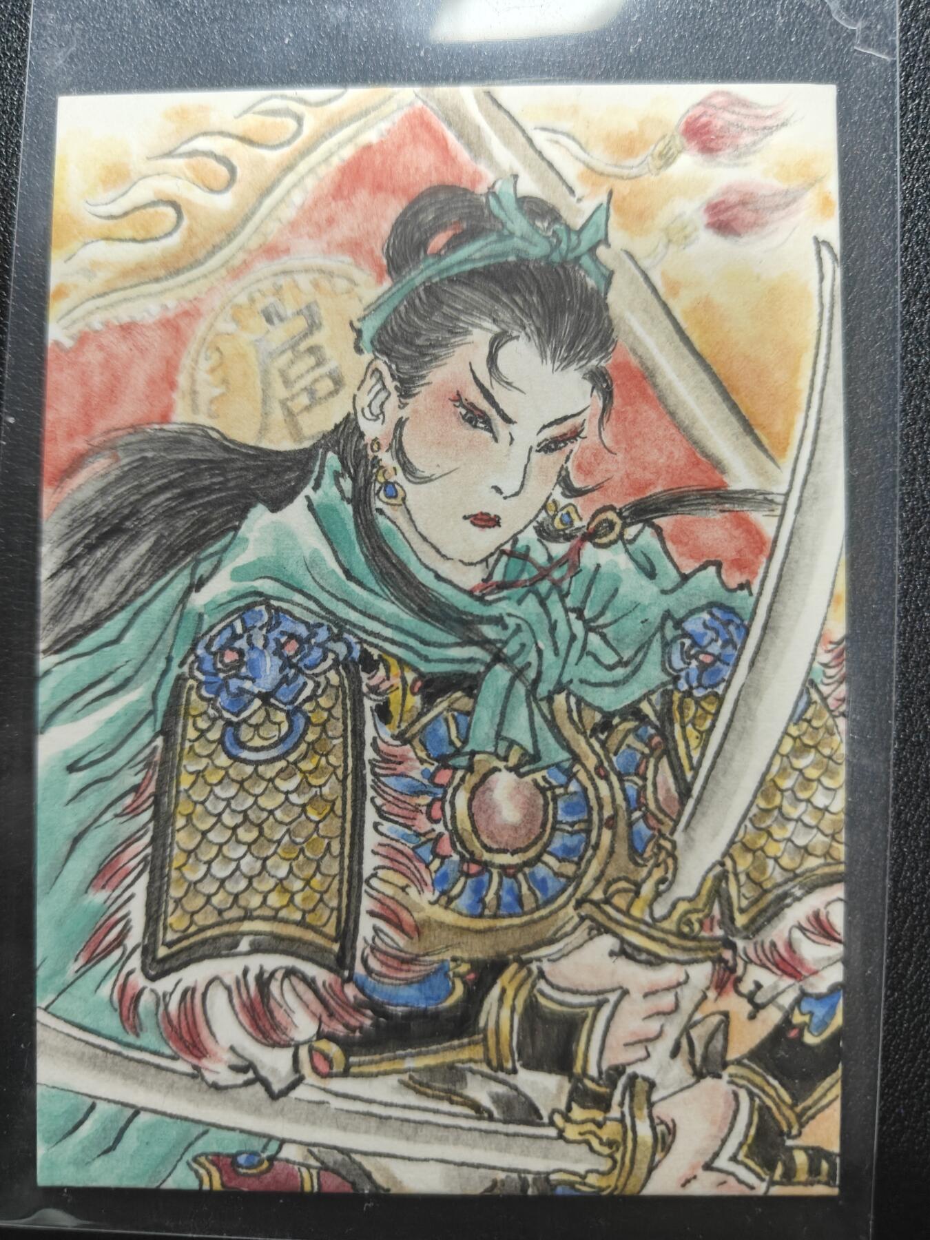 天玑星卡拍第159期《1.12周一截拍》持续收拍收评中 满赠卡需备注 【手绘卡】张先军 扈三娘 手绘卡 卡背题字