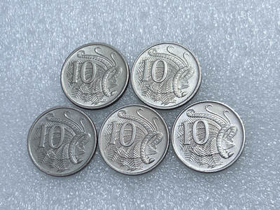 第一海外回流一元起拍收藏 散集专场  第288期 - 澳大利亚10分硬币 5枚 高冠女王版 原光品