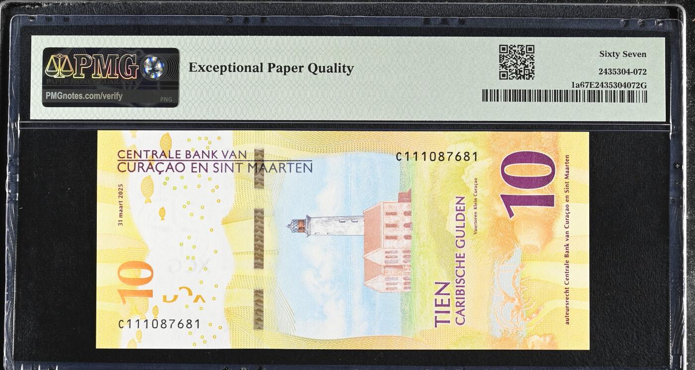 《艾美收藏》第228期-1.11周日外币精品 库拉索和圣马丁2025年首发C1冠10盾PMG67E亚军分无4 神仙鱼 实物漂亮