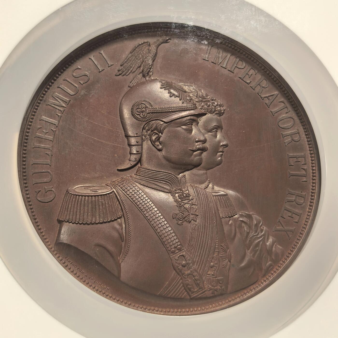 博洋堂世界钱币拍卖第156期（全场包邮） NGC MS64 英国1893年德皇夫妇访问伦敦金融城大铜章，发行量仅三四百枚