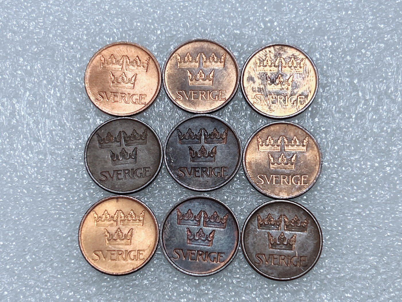 第一海外回流一元起拍收藏 散集专场  第288期 瑞典5欧尔硬币 9枚