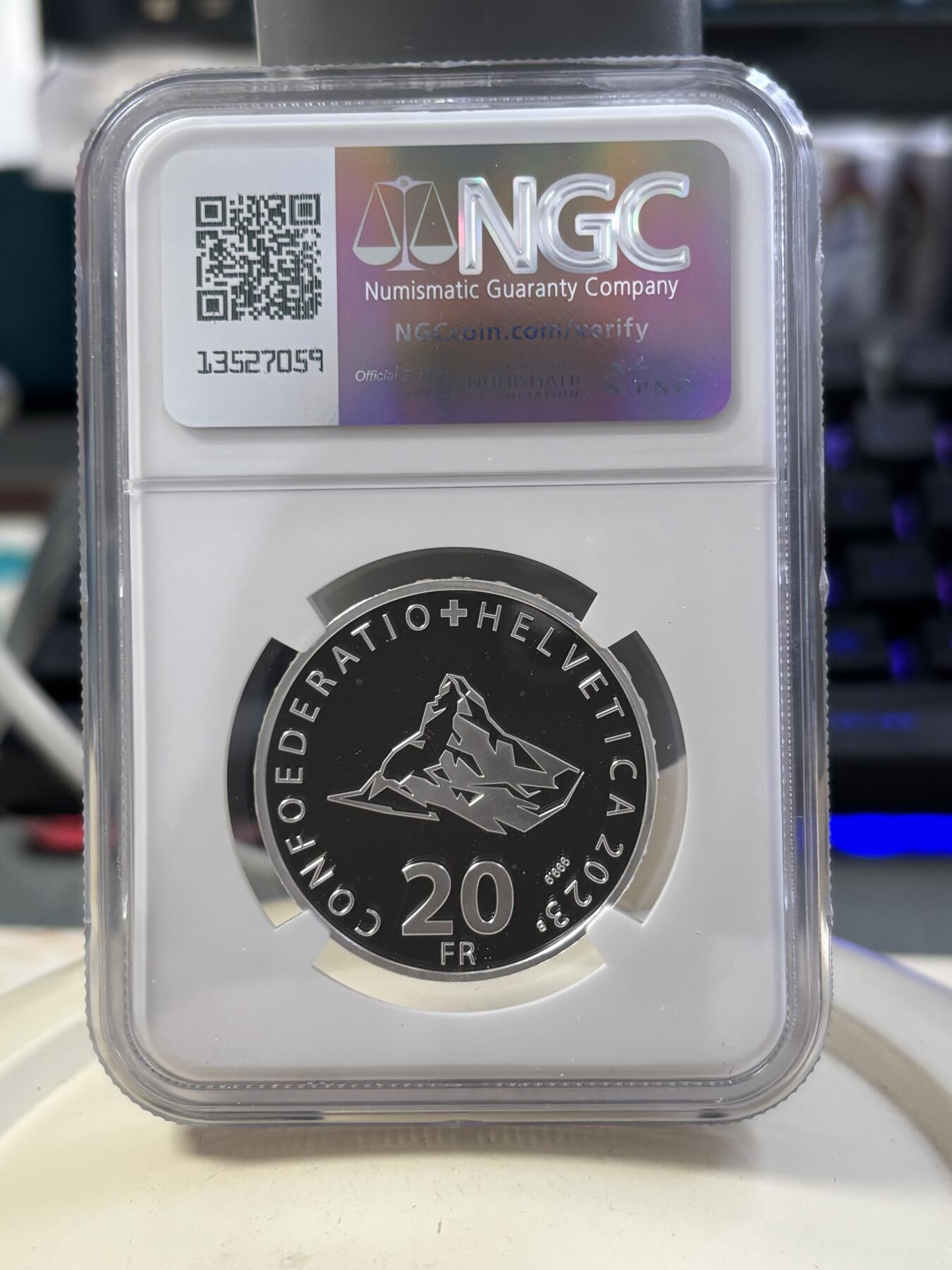 第187期拍卖 瑞士2023年马特洪峰缆车精制纪念银币NGC-PF69,9999银，20克，发行3050枚