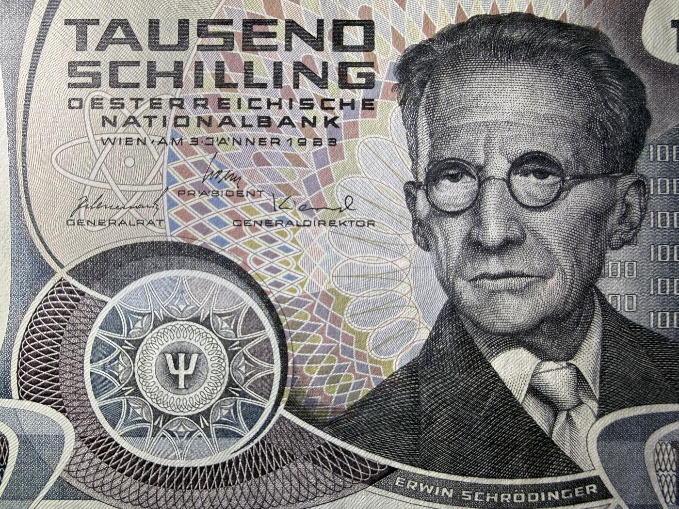 《艾美收藏》第228期-1.11周日外币精品 奥地利1000先令 UNC 1983年 奥地利物理学家薛定谔 原票好品