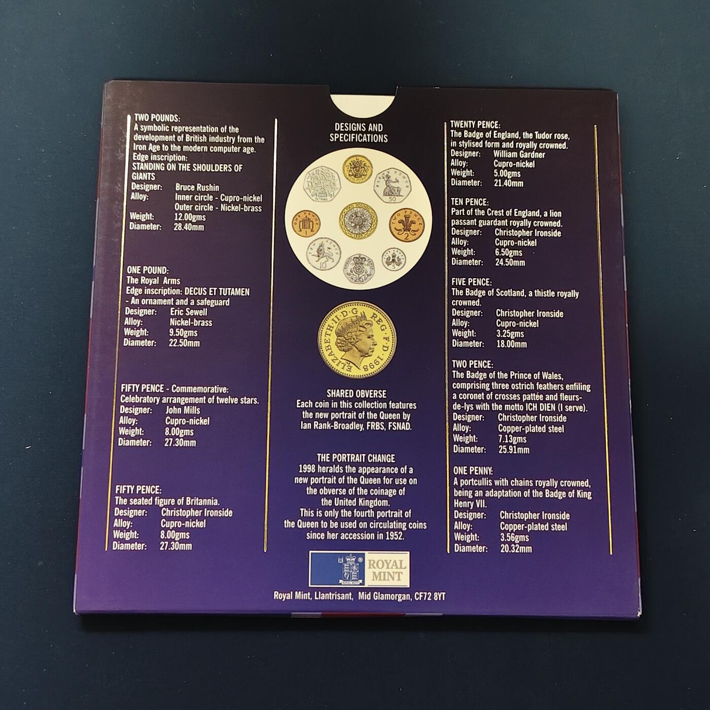 【全场包邮】纯粹捡漏拍492场【封装套币专场】-注意佣金 英国1998年官方封装套币-2镑机械时代+1镑盾徽+50便士加入欧盟25周年+流通套币