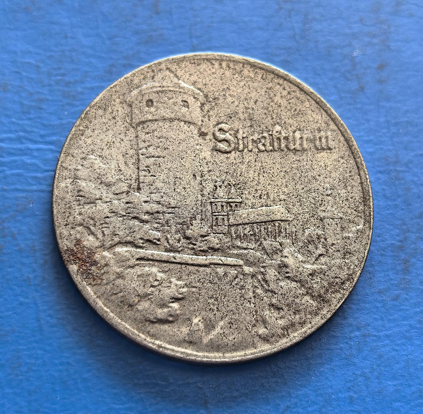 外国优质银币非洲美洲币，周六九点倒数截拍，满百包邮，持续收拍 德国1921年斯特拉斯堡 25 芬尼应急币，正面标币值与 “KRIEGSGELD”（战争货币），背面展城市建筑 +“Straßburg”，承载一战德国地方战时货币文化，兼具地域建筑纹饰与历史背景收藏价值。