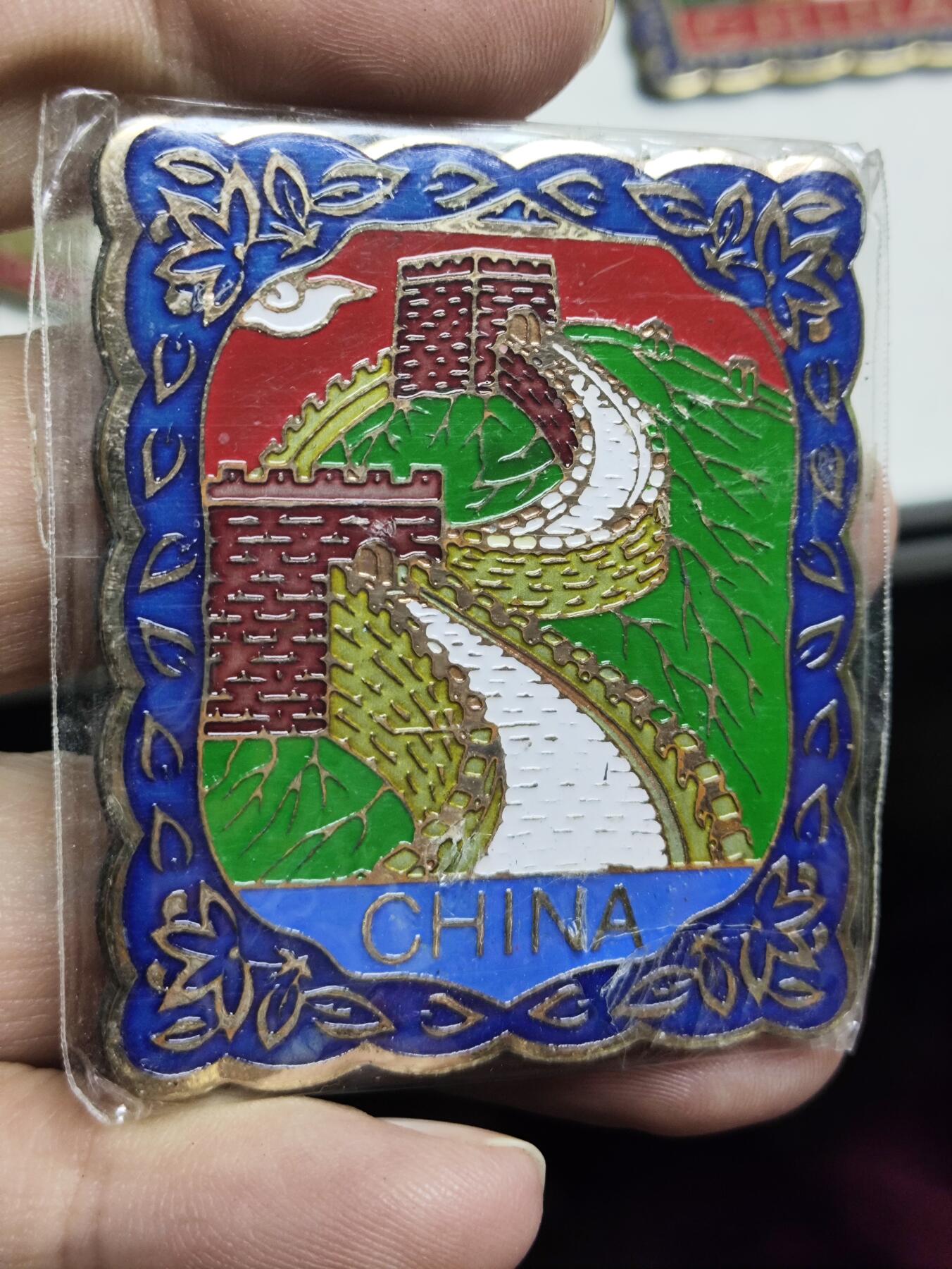 浓郁中国风景泰蓝冰箱贴 中国长城