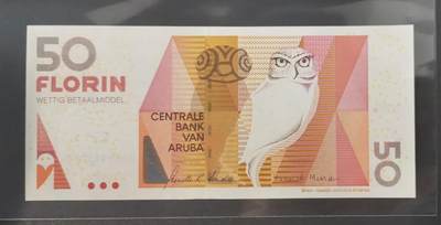 《艾美收藏》第228期-1.11周日外币精品 - 阿鲁巴岛2008年50福林UNC长号段无4 猫头鹰
