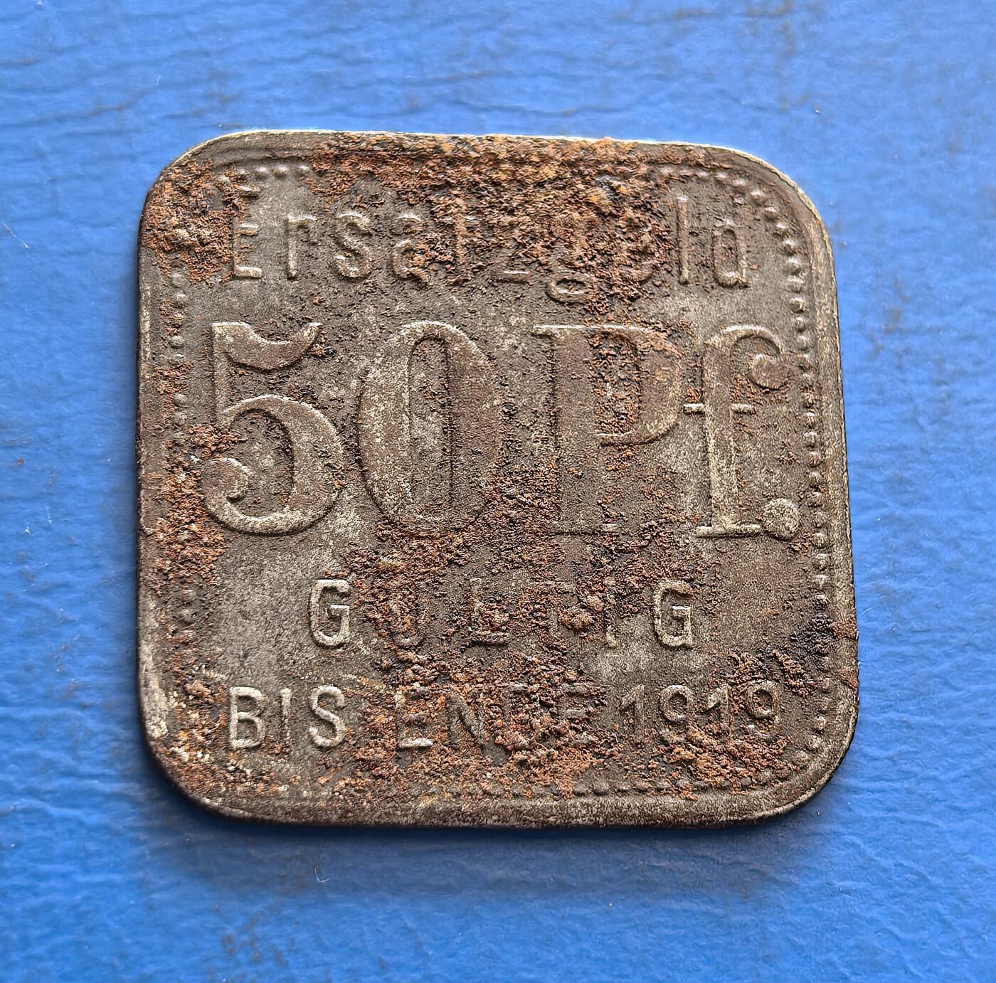 外国优质银币非洲美洲币，周六九点倒数截拍，满百包邮，持续收拍 少见德国正方形1918 年施特拉尔松德 50 芬尼应急币，方形形制，正面标 “有效期至 1919 年底”，背面展城市徽标 +“STADT STETTIN”，承载一战末期德国地方应急货币文化，具特殊形制与历史背景收藏价值。