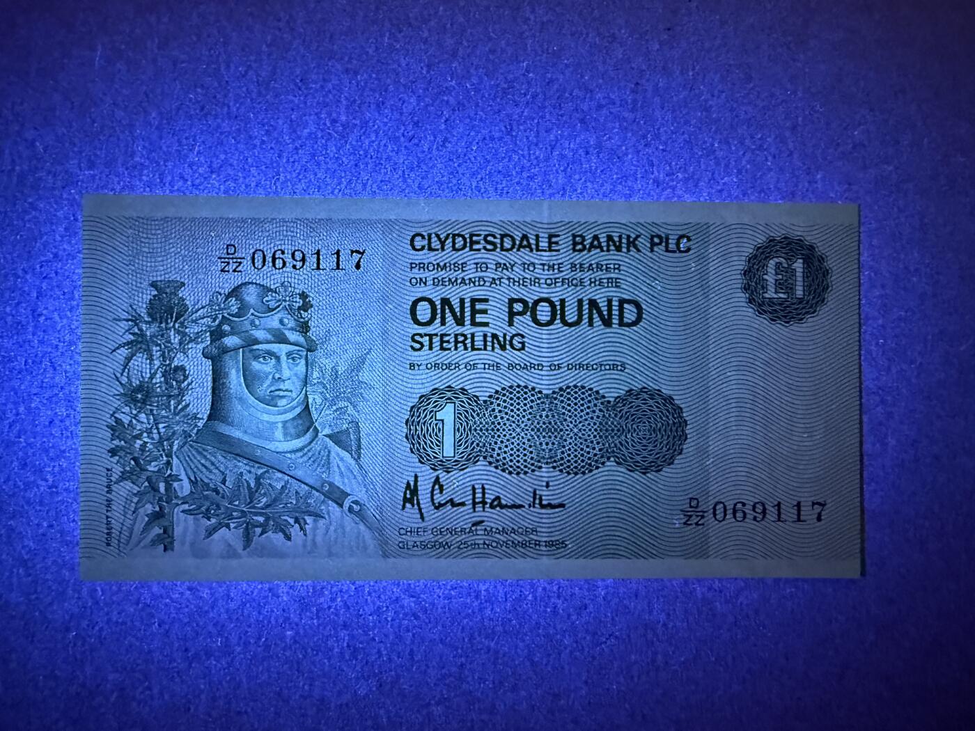 《艾美收藏》第228期-1.11周日外币精品 苏格兰1镑 UNC 1985年克莱斯戴尔银行 补号冠无4