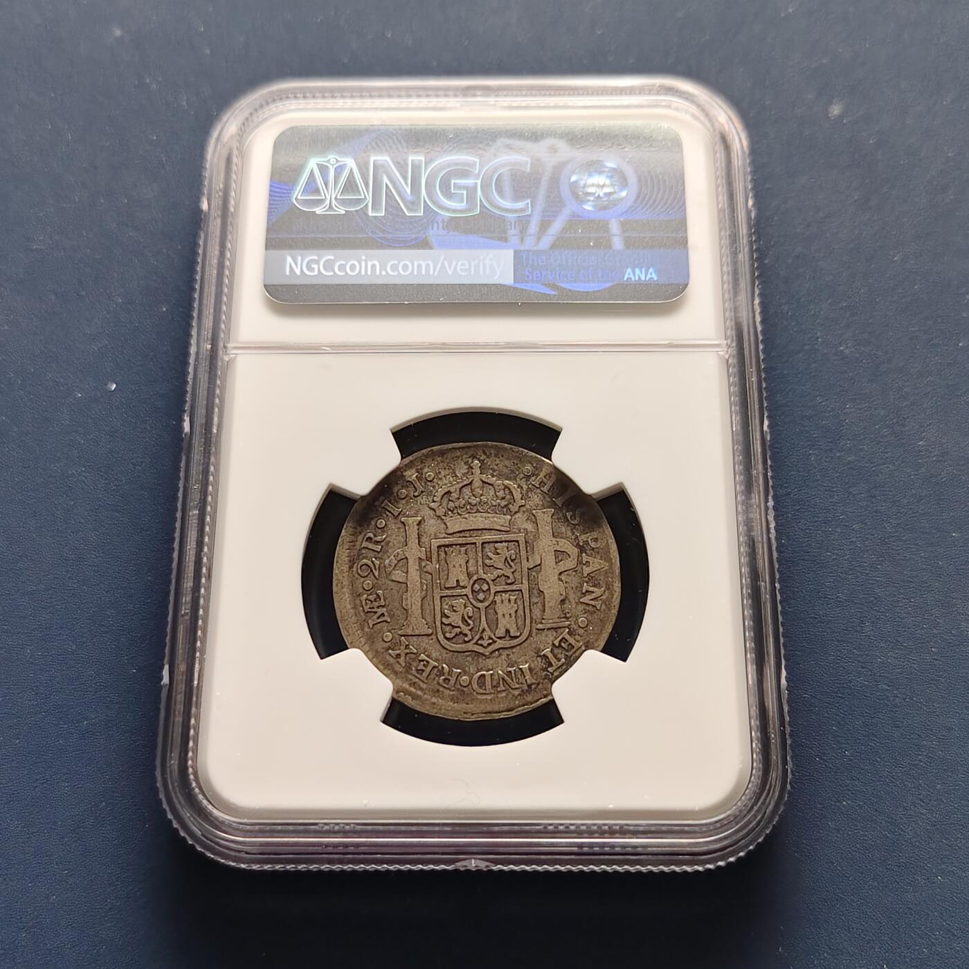 【全场包邮】纯粹捡漏拍493场 秘鲁1790年卡洛斯四世利马厂2里亚尔银币-NGC GOOD DETAILS