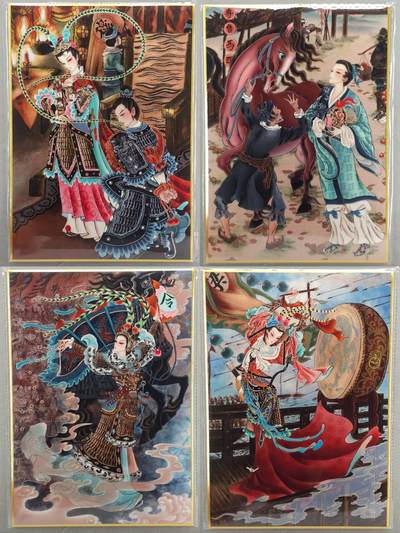 满200包邮！龙虎卡牌-七一场（满200元包邮，无佣金，每周六结拍，欢迎送拍） - A4色纸4张 山河潮玩 心染 - 四大巾帼 一套