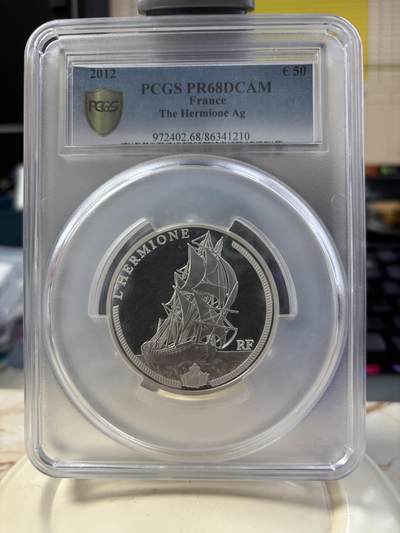 第187期拍卖 - 法国2012年赫敏号帆船5盎司纪念银币PCGS-PR68,900银