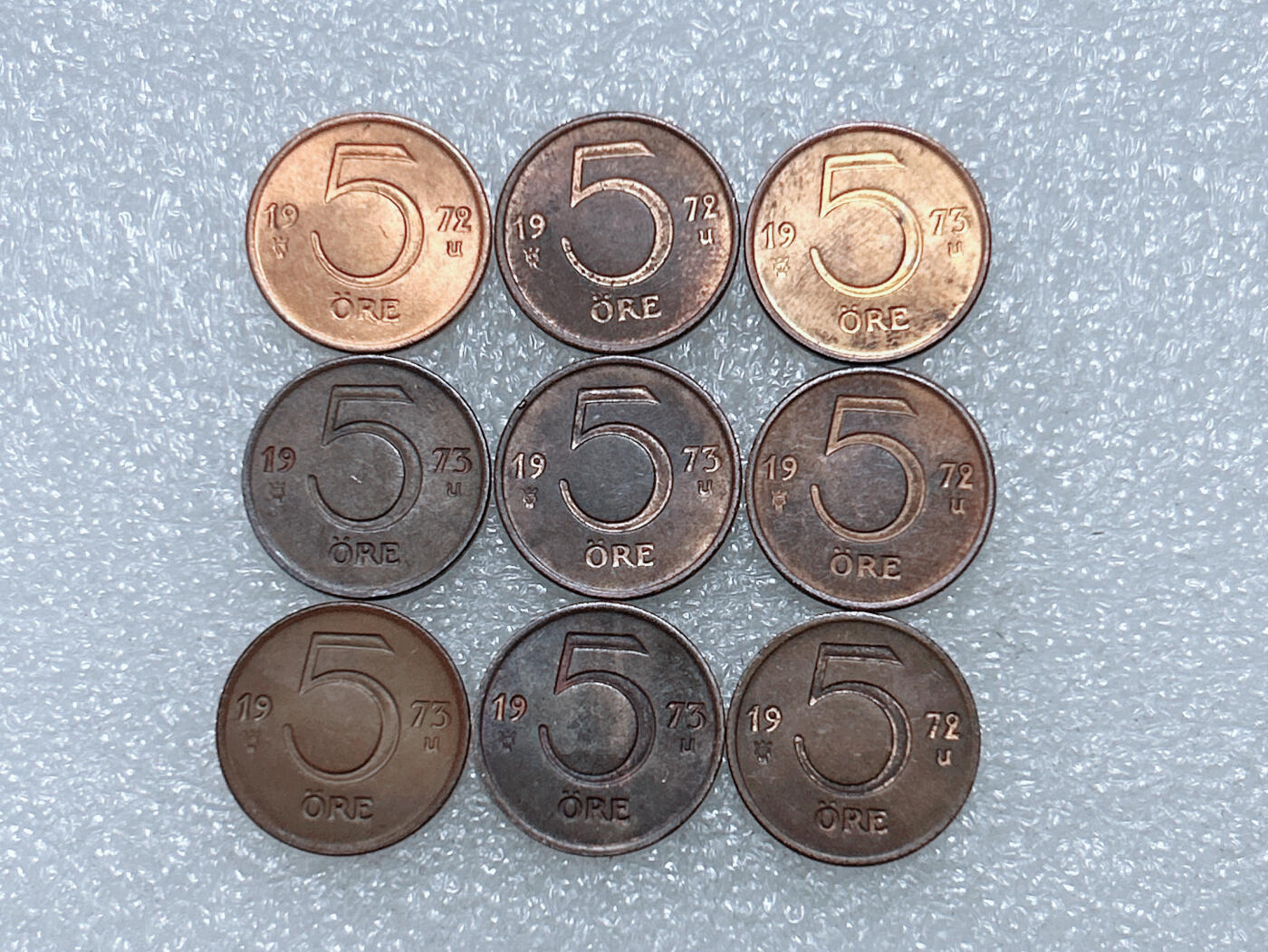 第一海外回流一元起拍收藏 散集专场  第288期 瑞典5欧尔硬币 9枚