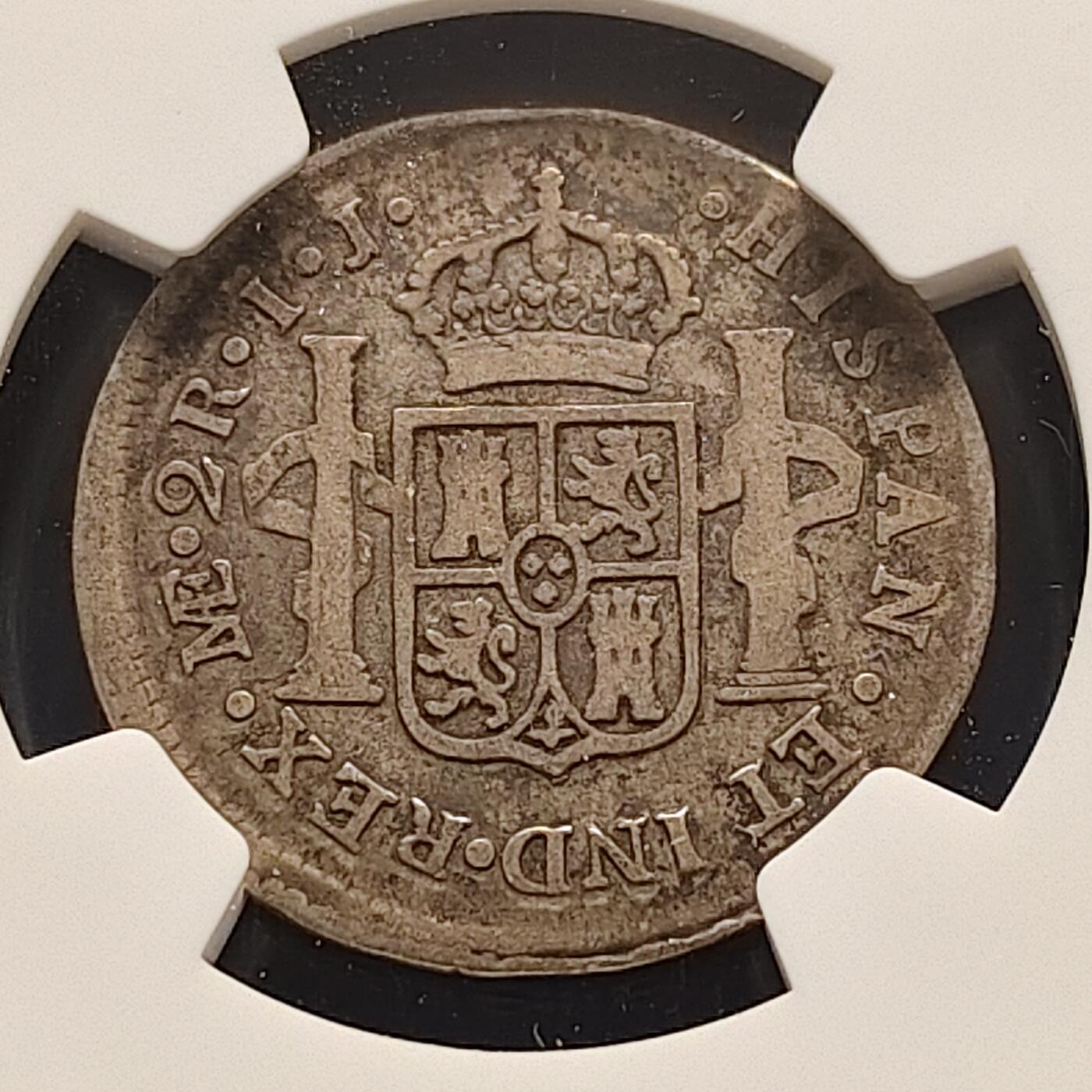 【全场包邮】纯粹捡漏拍493场 秘鲁1790年卡洛斯四世利马厂2里亚尔银币-NGC GOOD DETAILS