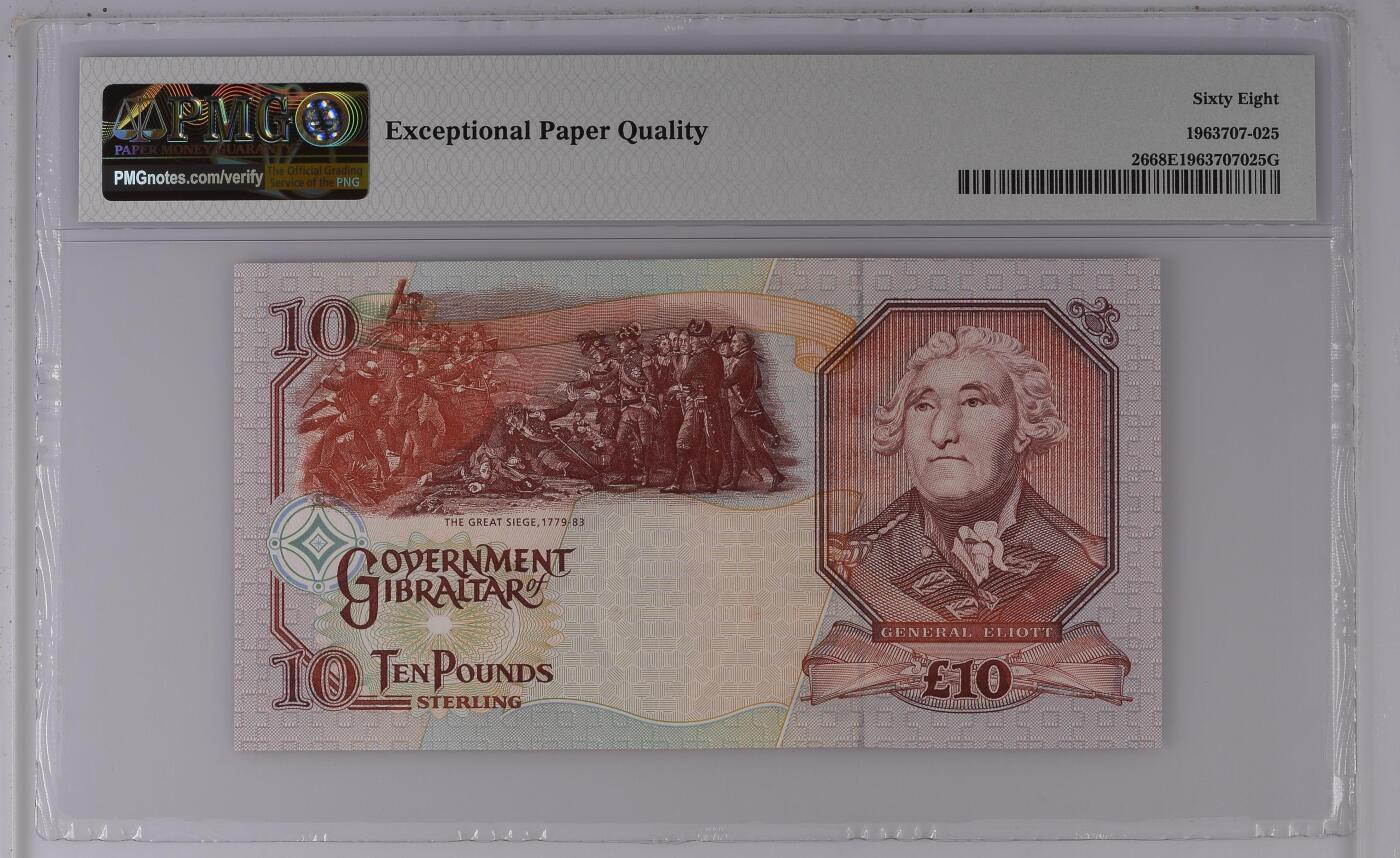 🐍甜小邱世界纸币收藏🐍第139期精品场💐 【冠军分+AA首发冠无347靓号】PMG68 直布罗陀 10镑 艾略特将军 1995
