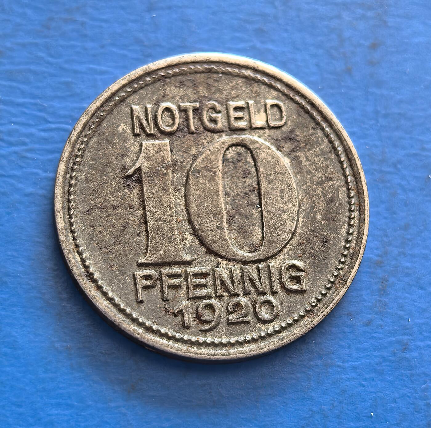 外国优质银币非洲美洲币，周六九点倒数截拍，满百包邮，持续收拍 科布伦茨1920 年 10 芬尼应急币，正面标 “NOTGELD”（应急货币）+ 币值，背面展趣味人物头像 +“STADT COBLENZ”，承载魏玛初期德国地方应急货币文化，兼具趣味纹饰与历史背景收藏价值。
