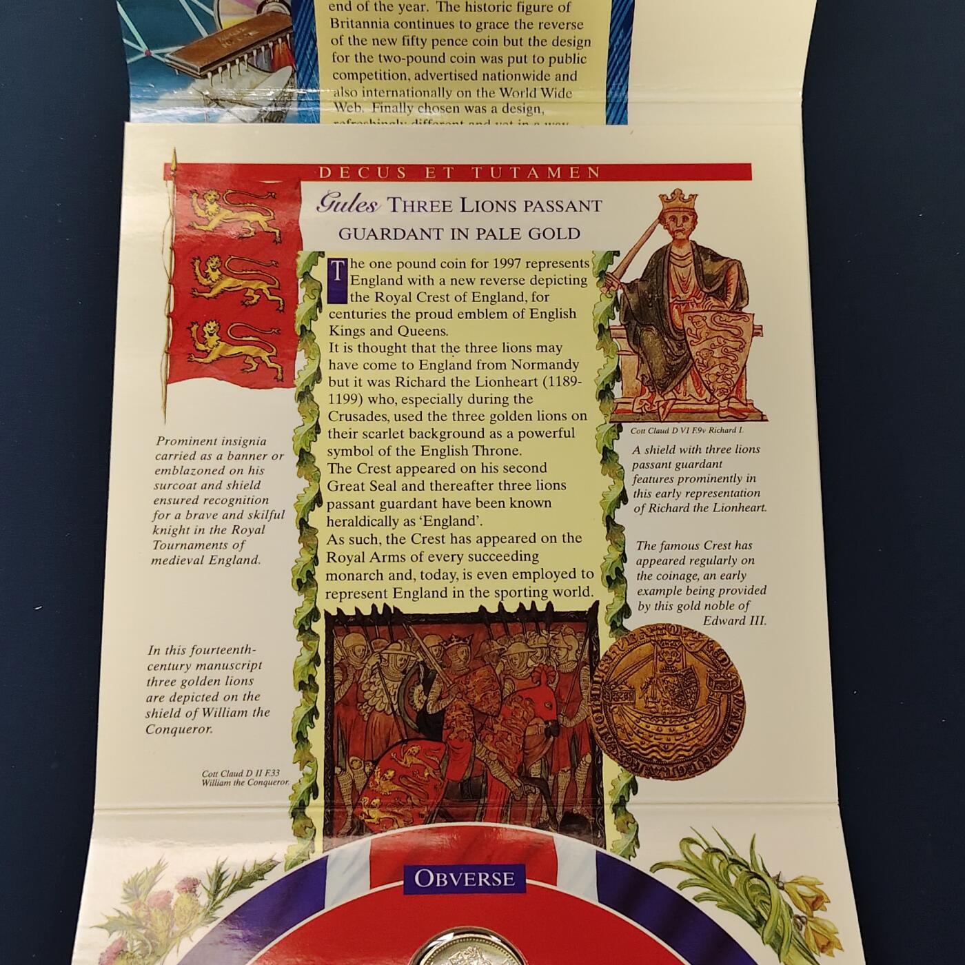 【全场包邮】纯粹捡漏拍492场【封装套币专场】-注意佣金 英国1997年官方封装套币-2镑机械时代双色币首发年份+大小版本50便士