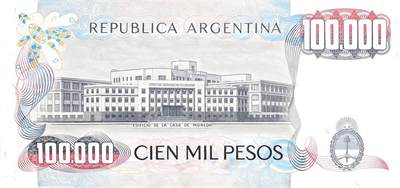 回流20260108 - 阿根廷中央银行10万比索 国家造币厂大楼 