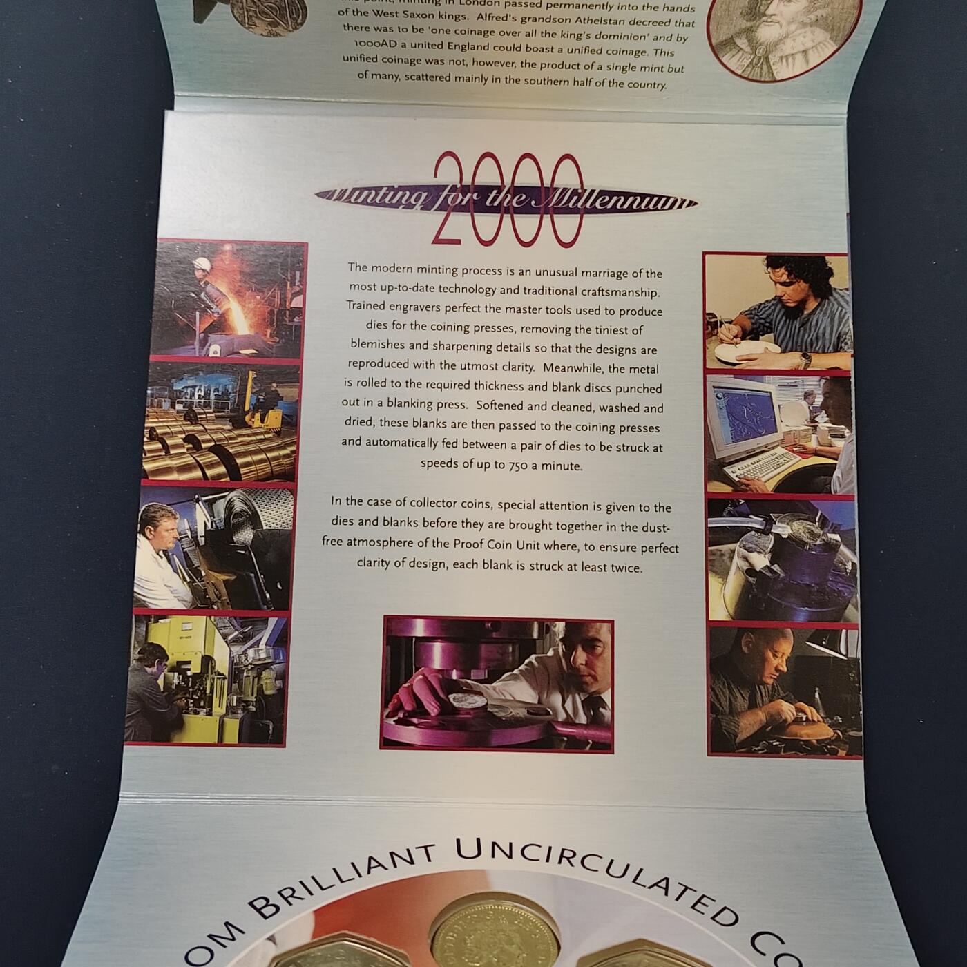 【全场包邮】纯粹捡漏拍492场【封装套币专场】-注意佣金 英国2000年官方封装套币-含2镑机械时代+1镑威尔士红龙+50便士公共阅读+流通套币