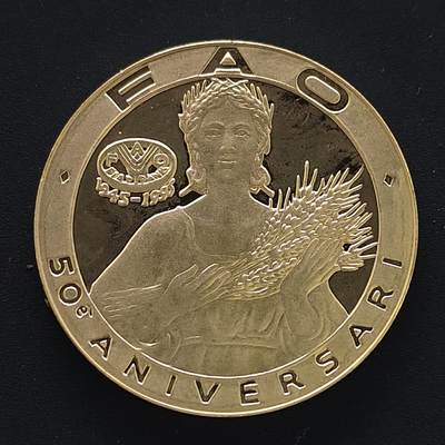 【全场包邮】纯粹捡漏拍493场 - 安道尔1995年10第纳尔FAO组织五十周年精制克朗型纪念银币【38.7毫米31.1克，纯银价约518元（按18元银价折算）】