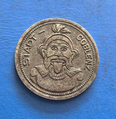 外国优质银币非洲美洲币，周六九点倒数截拍，满百包邮，持续收拍 - 科布伦茨1920 年 10 芬尼应急币，正面标 “NOTGELD”（应急货币）+ 币值，背面展趣味人物头像 +“STADT COBLENZ”，承载魏玛初期德国地方应急货币文化，兼具趣味纹饰与历史背景收藏价值。