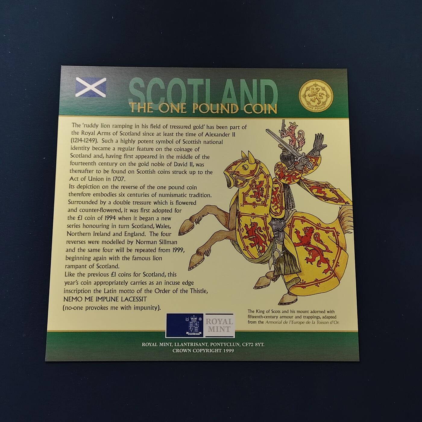 【全场包邮】纯粹捡漏拍492场【封装套币专场】-注意佣金 英国1999年官方封装套币-2镑橄榄球世界杯+1镑苏格兰狮徽+流通套币