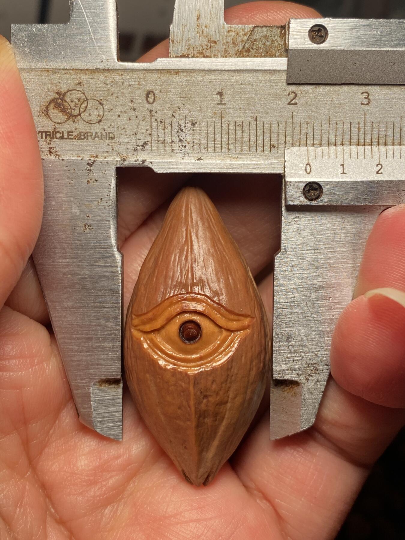 苏工名家王红秋个人作品展示 福利苏工核雕，纯手工雕刻，四花梅林大核天使之眼，个性十足，等待有缘人，市场无同款，尺寸2。2x4.49喜欢的来