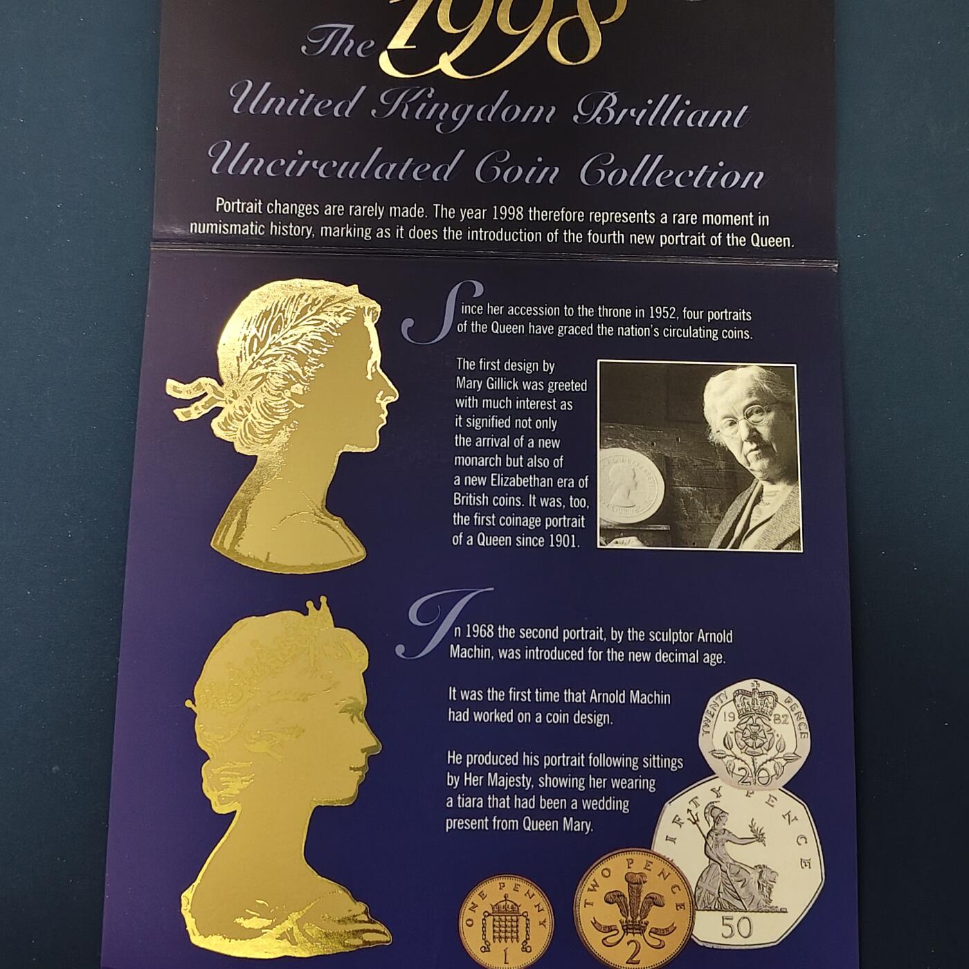 【全场包邮】纯粹捡漏拍492场【封装套币专场】-注意佣金 英国1998年官方封装套币-2镑机械时代+1镑盾徽+50便士加入欧盟25周年+流通套币