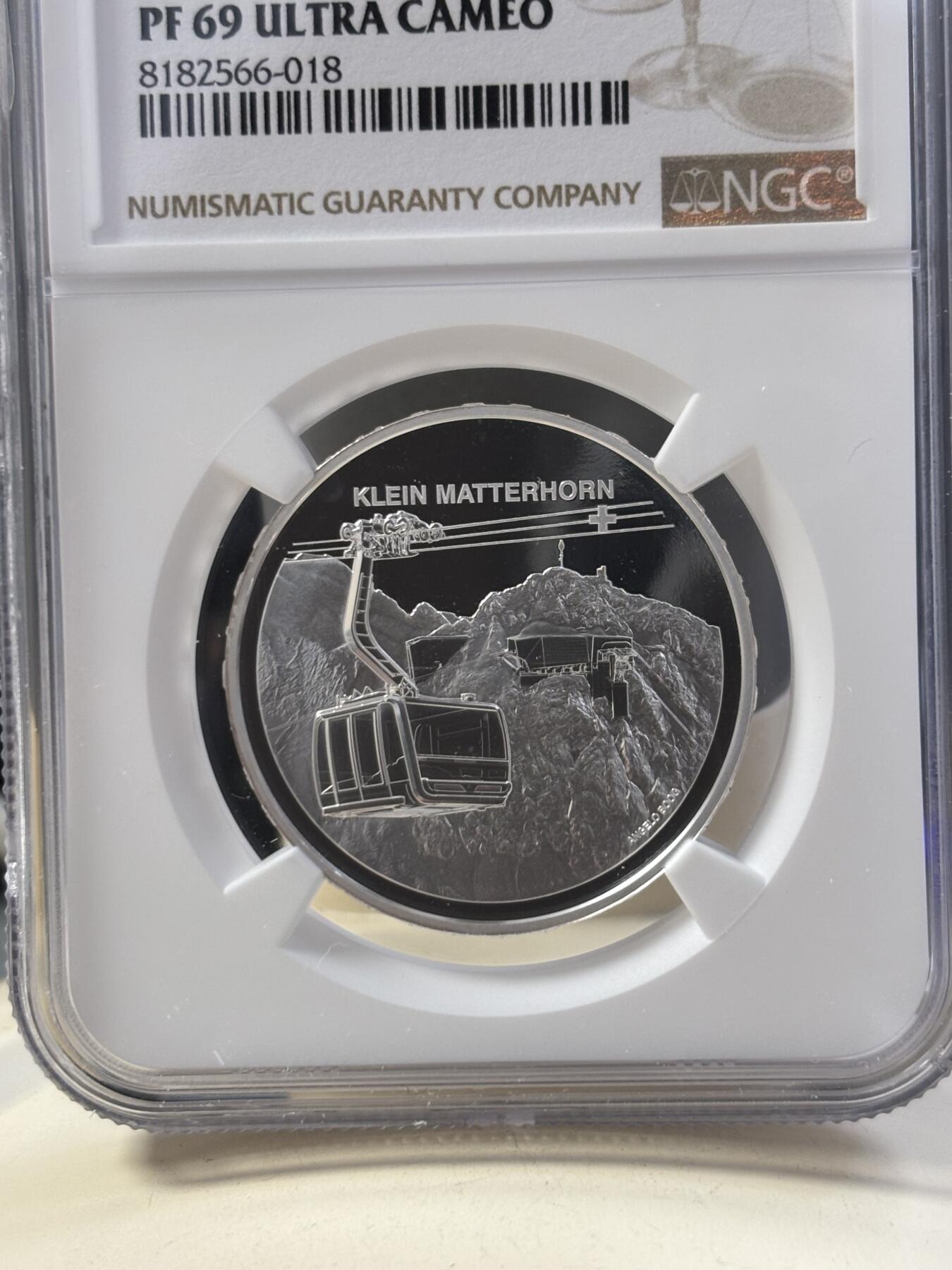 第187期拍卖 瑞士2023年马特洪峰缆车精制纪念银币NGC-PF69,9999银，20克，发行3050枚