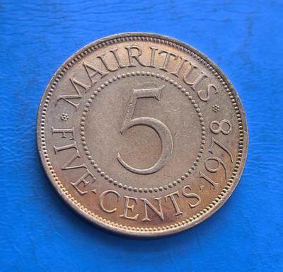 外国优质银币非洲美洲币，周六九点倒数截拍，满百包邮，持续收拍 - 毛里求斯1978年 5 分，正面是伊丽莎白二世像，背面标 “MAURITIUS” 及面值，属英联邦时期毛里求斯流通币，风格体现英联邦货币特征，具岛国货币收藏价值。