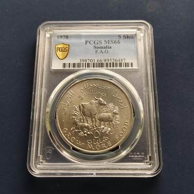 【全场包邮】纯粹捡漏拍493场 - 【收藏级·亚军分】索马里1970年5先令FAO克朗型纪念币-PCGS MS66