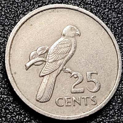 泉币菌-第167场- 精品福利场 - 黑鹦鹉 塞舌尔25分铜镍币 19MM