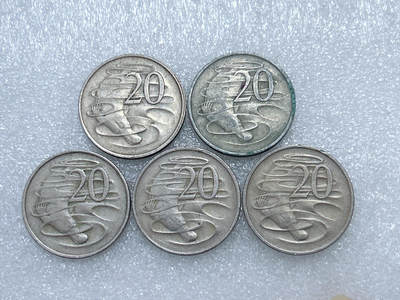 第一海外回流一元起拍收藏 散集专场  第288期 - 澳大利亚1968年20分硬币 5枚