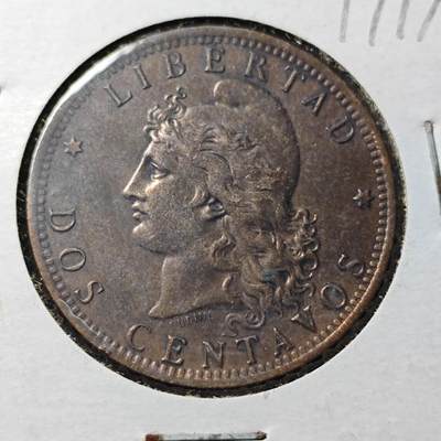 KK钱币收藏小铺  第399期  百期特拍（四拍之三）2月预留时间 周末发货 -  1884阿根廷2分铜币