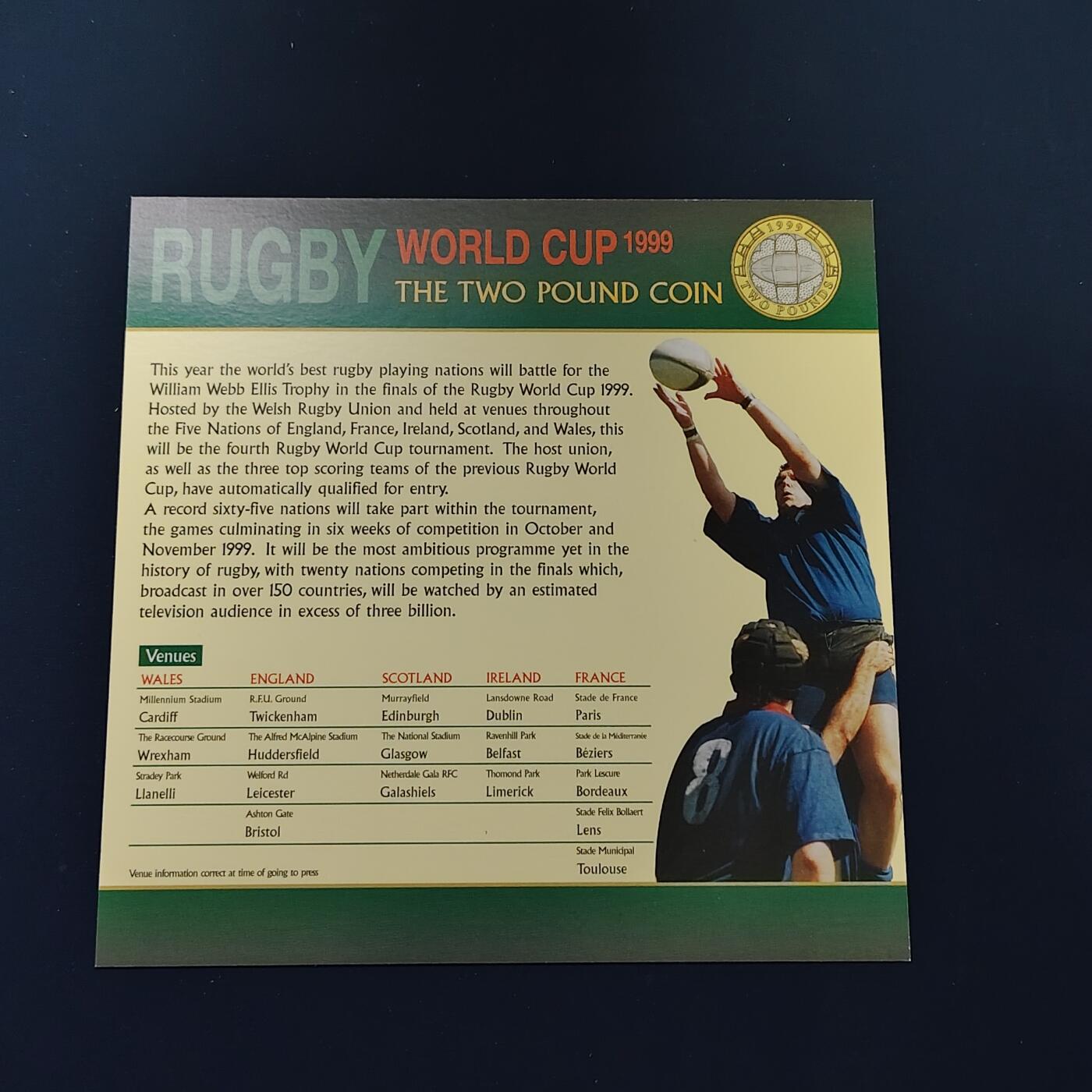 【全场包邮】纯粹捡漏拍492场【封装套币专场】-注意佣金 英国1999年官方封装套币-2镑橄榄球世界杯+1镑苏格兰狮徽+流通套币