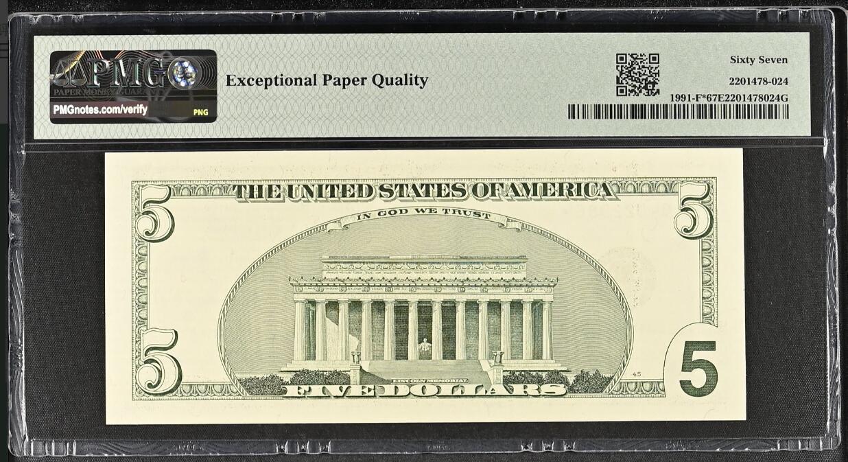 【礼羽收藏】🌏世界钱币拍卖第119期 2003A年 5美元 稀少年份（直接到2006年 5美元）星补号 高分PMG67EPQ