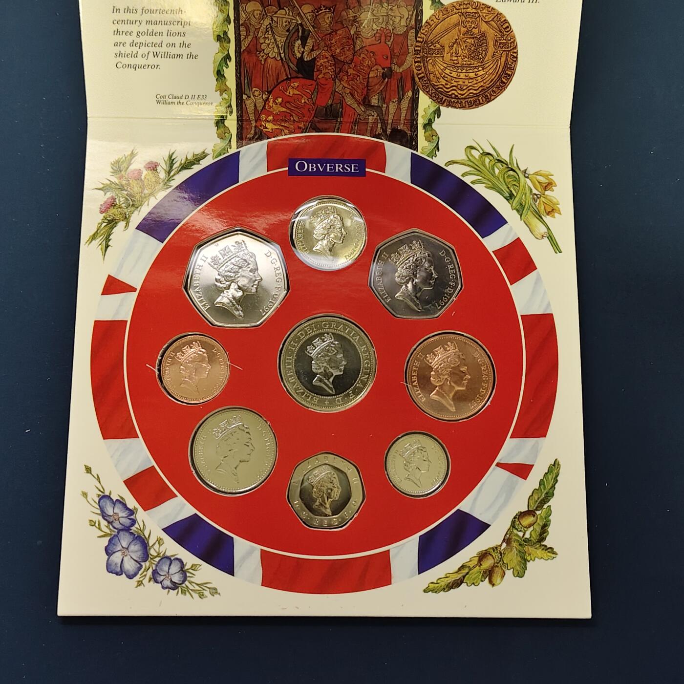 【全场包邮】纯粹捡漏拍492场【封装套币专场】-注意佣金 英国1997年官方封装套币-2镑机械时代双色币首发年份+大小版本50便士