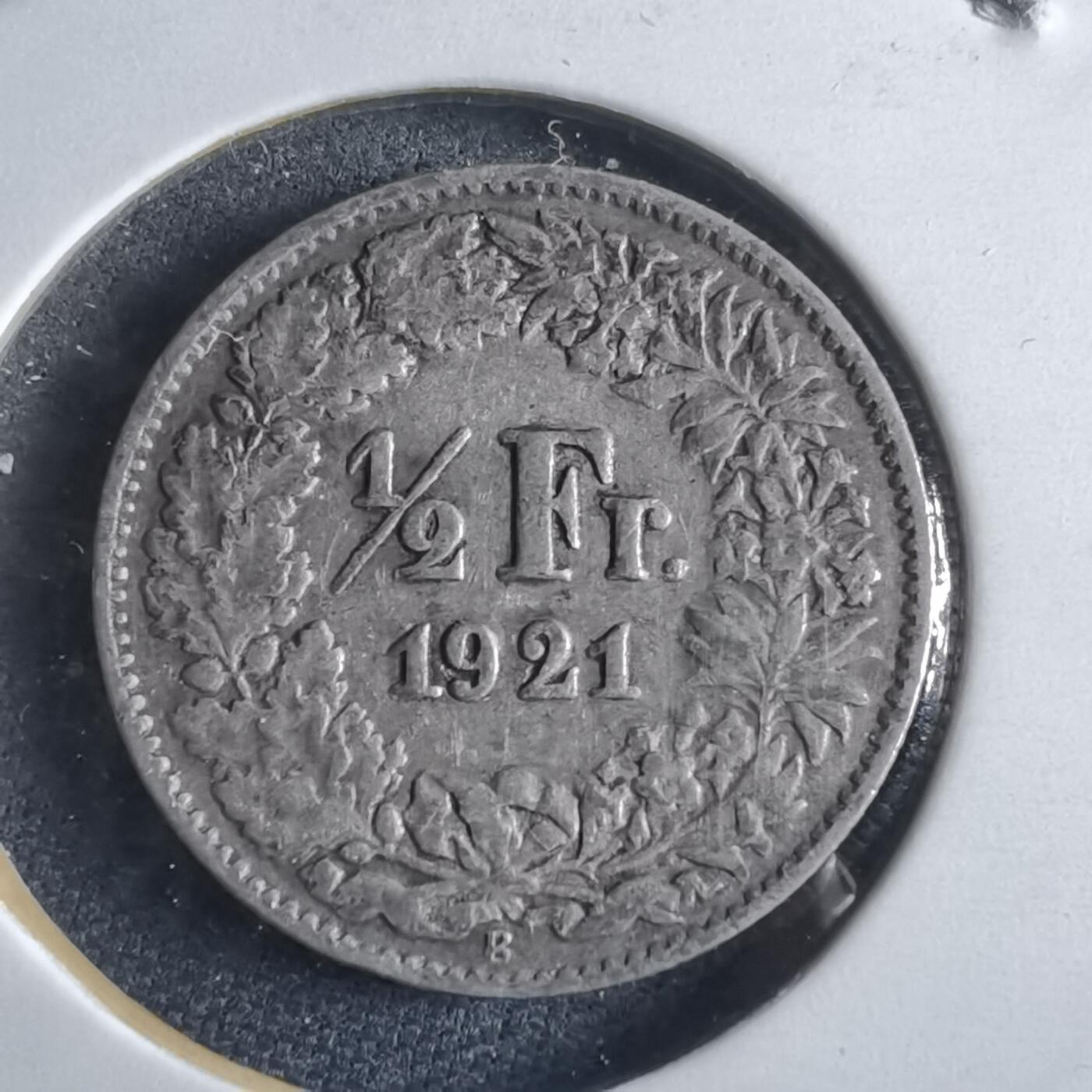 沼泽如烟--第955场 瑞士1921年半法郎银币