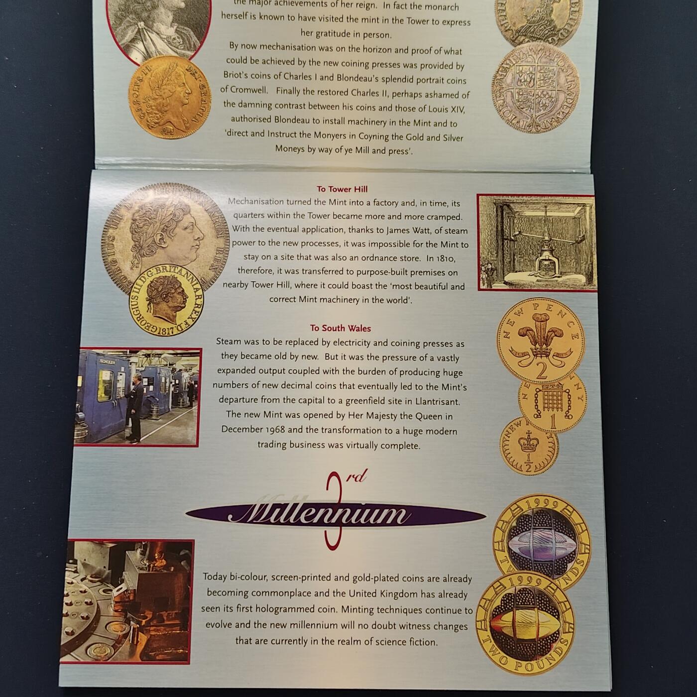 【全场包邮】纯粹捡漏拍492场【封装套币专场】-注意佣金 英国2000年官方封装套币-含2镑机械时代+1镑威尔士红龙+50便士公共阅读+流通套币