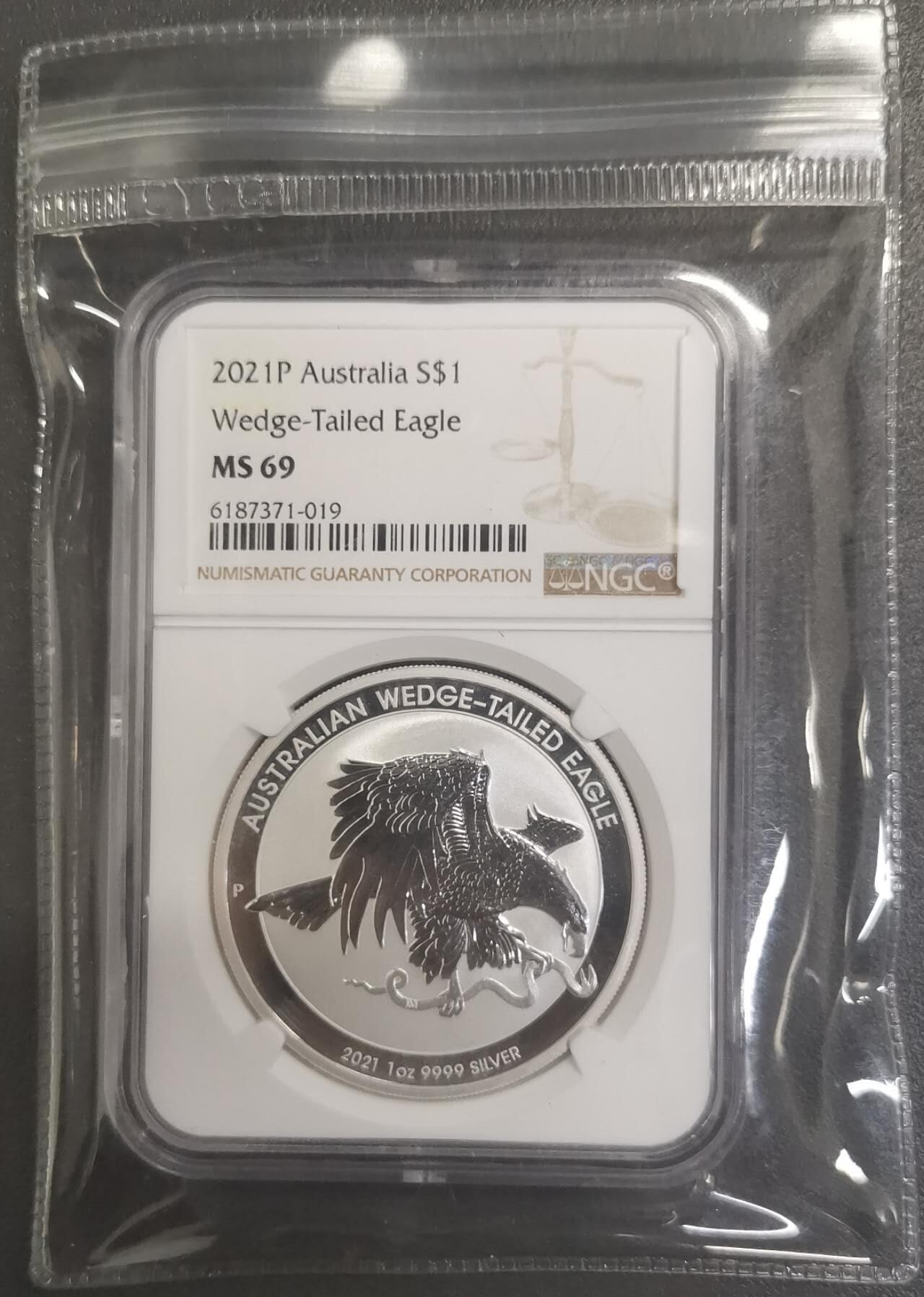 《艾美收藏》第228期-1.11周日外币精品 澳大利亚2021年1元NGC69分 1OZ银币