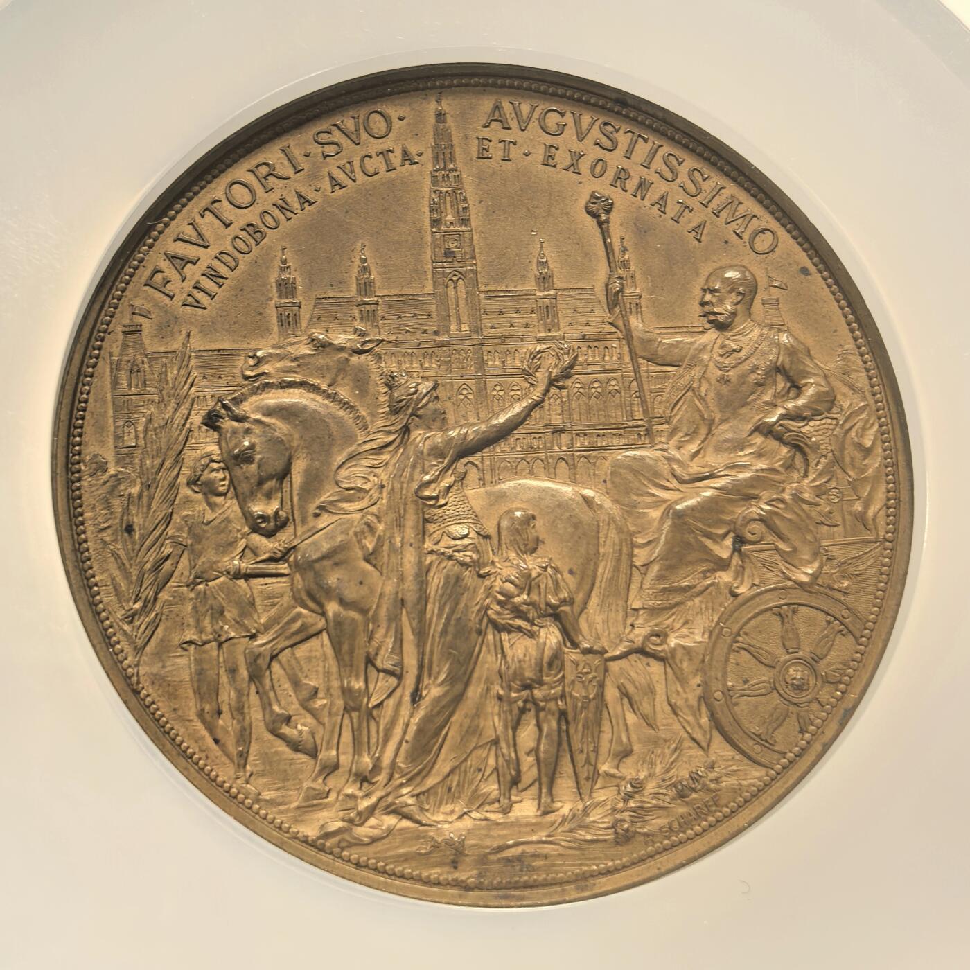 博洋堂世界钱币拍卖第156期（全场包邮） NGC MS62 奥地利1888年弗朗茨登基40周年纪念铜章，热门品种