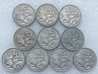 第一海外回流一元起拍收藏 散集专场  第288期 - 澳大利亚1966年20分硬币 10枚