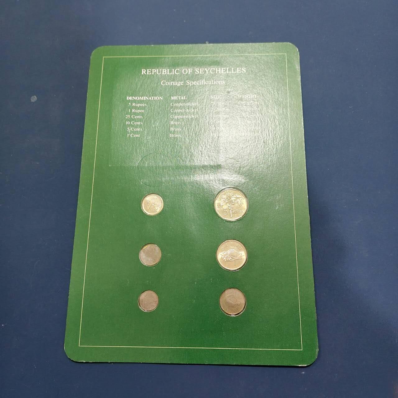 【全场包邮】纯粹捡漏拍492场【封装套币专场】-注意佣金 【富兰克林·世界各国硬币系列邮币卡】塞舌尔共和国6枚版